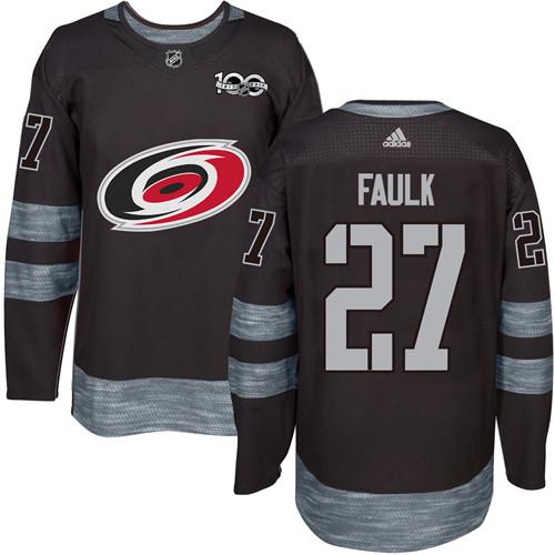 Adidas Hurricanes #27 Justin Faulk Black 1917-100th Anniversary Stitched NHL Jersey